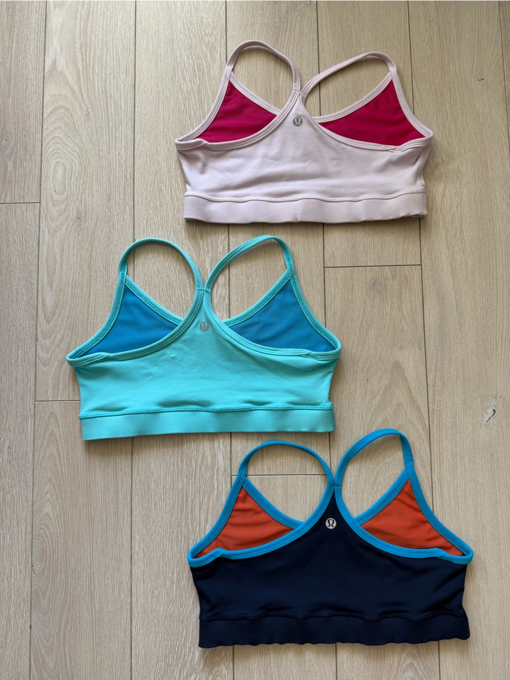 Set of 3 Lululemon Y2K Racerback Sports Bras White Light Blue Navy Size 6
